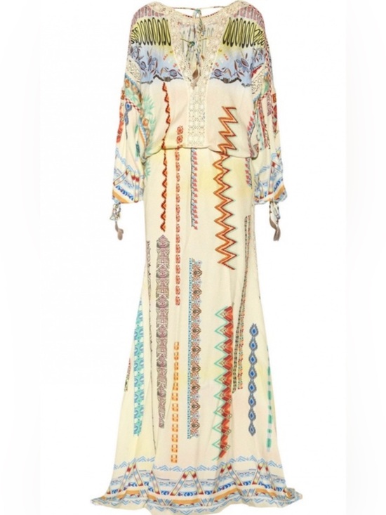 Etro Dresses & Skirts - Etro Bohemian Cream Maxi Dress with Multicolor Tribal Print Runway 2015